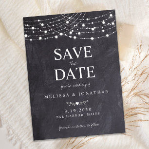 Rustic Slate String Lights Wedding Save The Date  Card