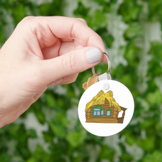 Rustic Slavic Log House Traditional Thatched Roof Keychain (Creator Uploaded)