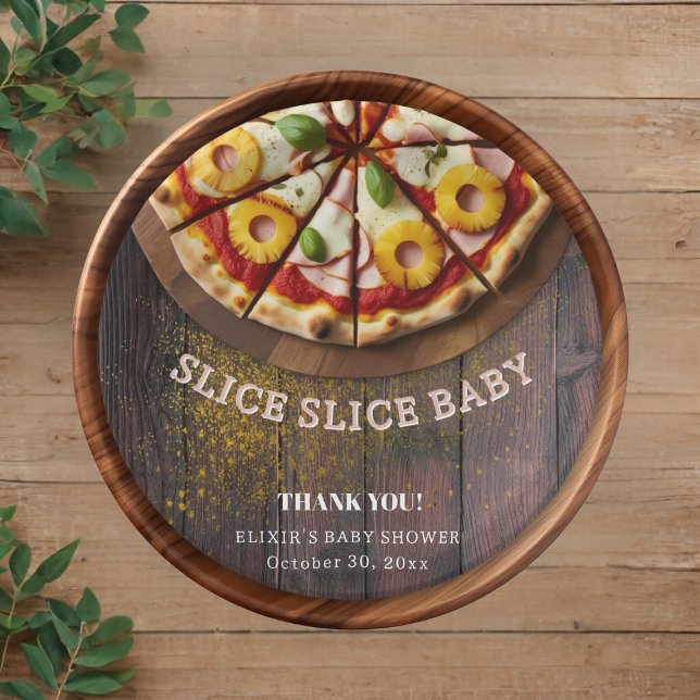 Rustic Slice Slice Pizza Baby Shower Paper Plate (Creator Uploaded)