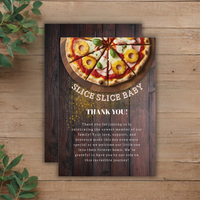 Rustic Slice Slice Pizza Baby Shower Thank You Card (Creator Uploaded)