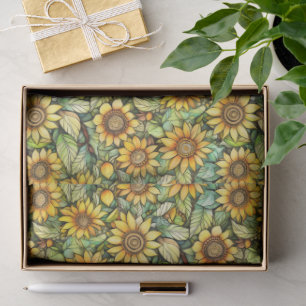 Rustic Small Scale Sunflower, 10lb, 17"x23" Tissue Paper