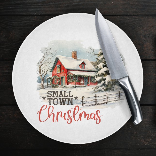 Rustic Small Town Christmas Farmhouse Cutting Board (Creator Uploaded)