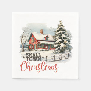 Rustic Small Town Christmas Farmhouse Napkin