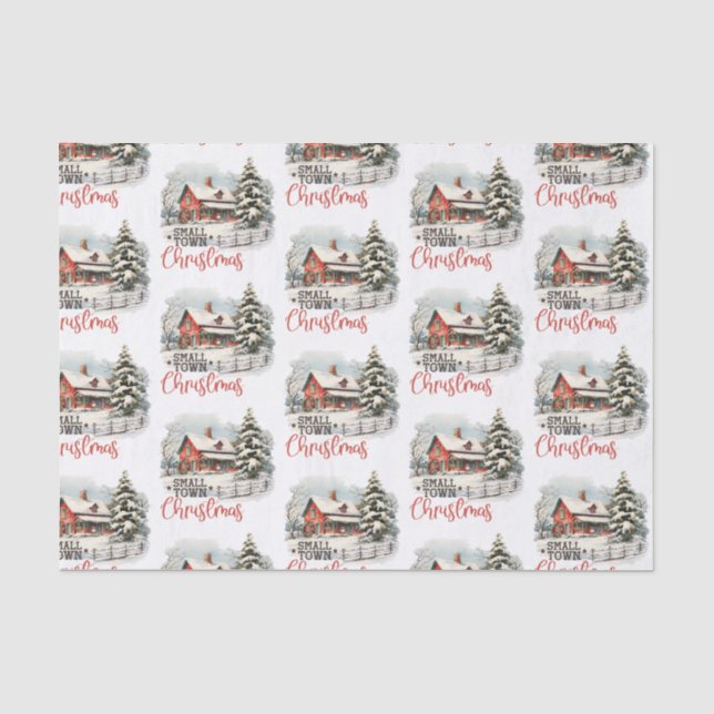 Rustic Small Town Christmas Farmhouse Tissue Paper (Front)