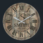 Rustic Smith Family wall Clock | Farmhouse Decor<br><div class="desc">Celebrate the Smith family legacy with this stunning rustic monogram wall clock that brings timeless elegance to any home. 🕰️ Featuring a weathered wood-look background with vertical planks, a decorative ornate border, and Roman numerals framing a classic monogram design with a large S initial, the Smith family name in bold...</div>