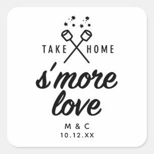 Rustic S'more Love Wedding Favor Sticker Carré