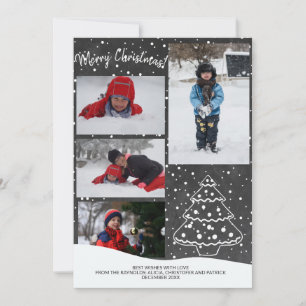 Rustic Snow Christmas Tree Chalkboard  Photo Holiday Card