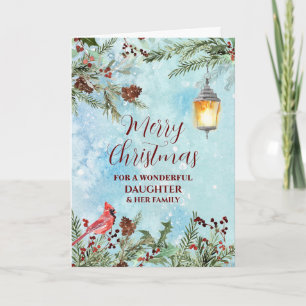 Rustic Snow Daughter & Family Merry Christmas Card