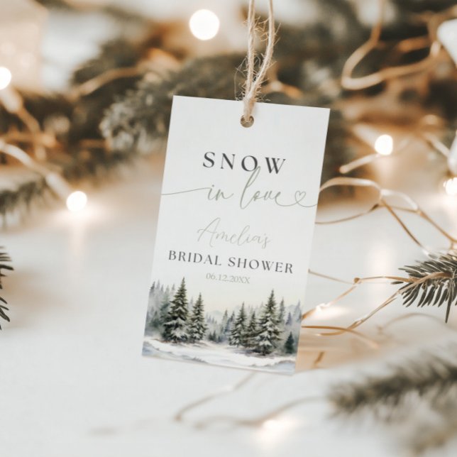 Rustic Snow In Love Bridal Shower Favour Tag (Creator Uploaded)