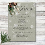 Rustic Snowfall Pine & White Floral Sage Wedding Enclosure Card<br><div class="desc">Envelop your guests in the serene beauty of winter with our exquisite wedding details enclosure card. A calming dusty sage backdrop creates a peaceful canvas for a stunning arrangement of fresh green pine sprigs, soft cream-coloured blooms, and rustic brown pinecones. This natural masterpiece is adorned with a delicate snowfall of...</div>