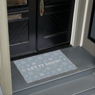 Rustic Snowflake Blue Watercolor Doormat