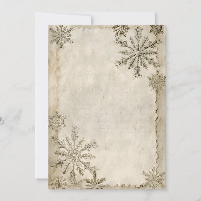 Rustic Snowflake Border Invitation Template | Vint (Front)