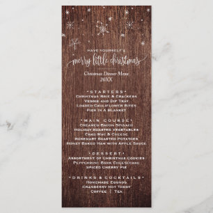 Rustic Snowflake Christmas Dinner Menu Card