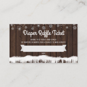 Rustic Snowflake Diaper Raffle Tickets Enclosure Card