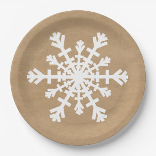 Rustic Snowflake on Kraft Paper Look Plate