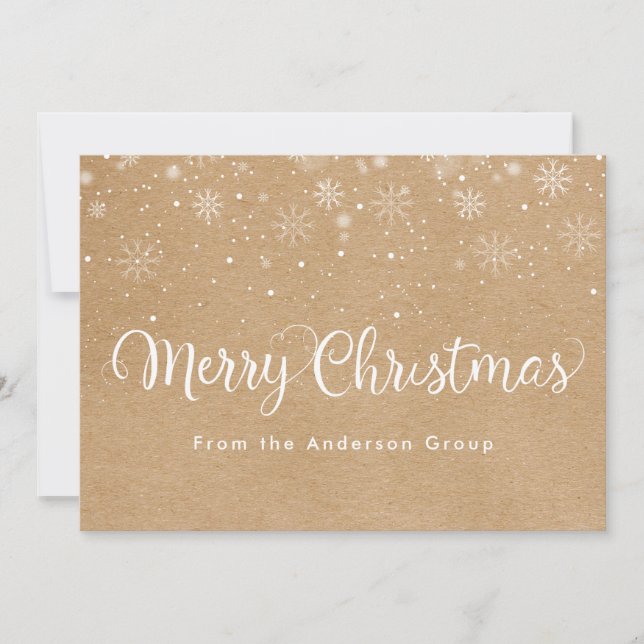 Rustic Snowflakes Business Company Holiday Card (Front)