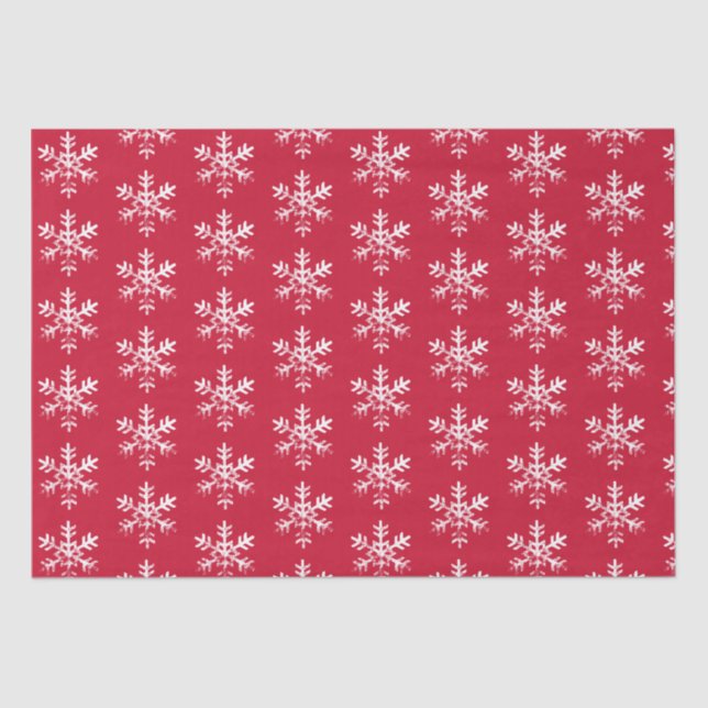 Rustic Snowflakes Red Tissue Paper (Front)