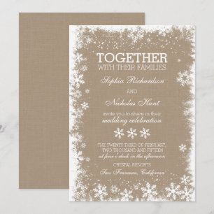 Rustic Snowflakes Winter Wedding Invitations