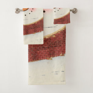Rustic snowman bath towel set