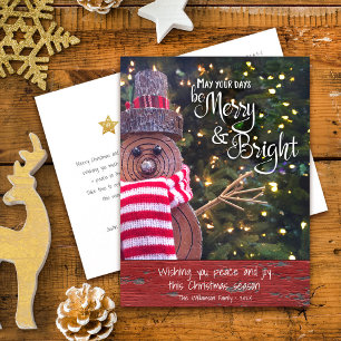 Rustic Snowman Days Be Merry Bright Script Cute Holiday Postcard
