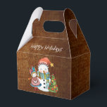 Rustic Snowman & Doll  Christmas Gable Favour Box<br><div class="desc">This design is a rustic holiday delight with an adorable snowman,  doll and tree.</div>