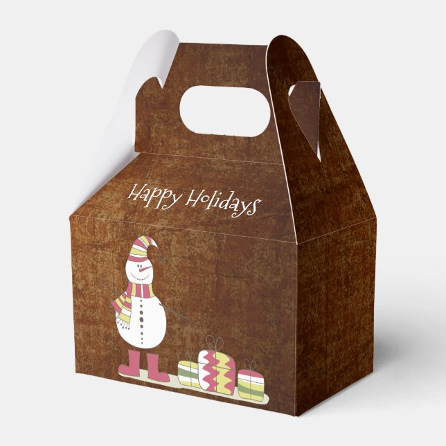 Rustic Snowman Gifts Christmas Favor Box (Front Side)