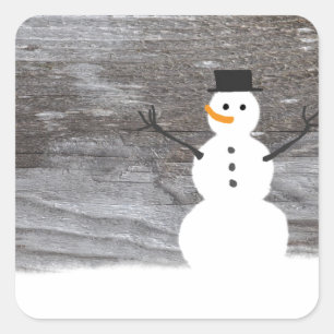 Rustic Snowman Square Sticker