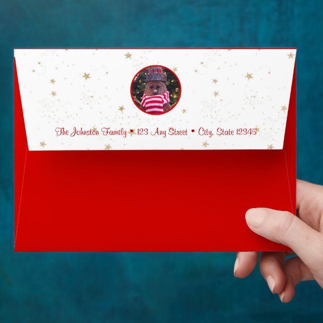 Rustic snowman tree script custom name cute red envelope (Hand)