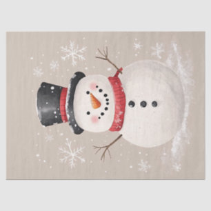Rustic Snowman with Snowflakes Decoupage Tissue Paper