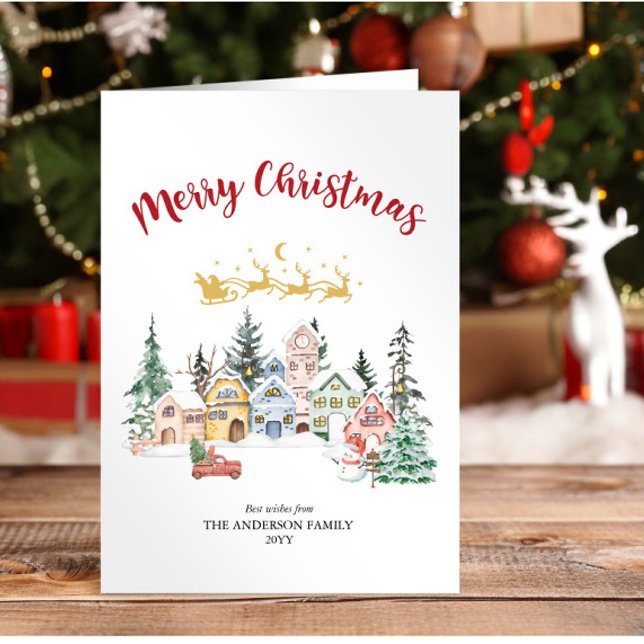 Rustic Snowy House Christmas Family Holiday Card (Creator Uploaded)