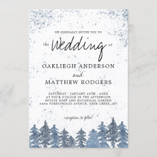 Rustic Snowy Winter Forest Wedding Invitation