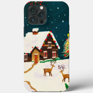 Rustic Snowy Winter Home Christmas Eve iPhone 13 Pro Max Case