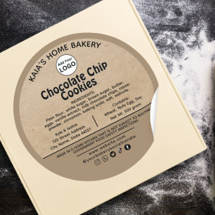Rustic Social handle Chocolate chip Cookies Label 
