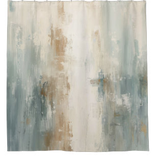 Rustic Soft Dusty Blue Brown Cream Abstract Print