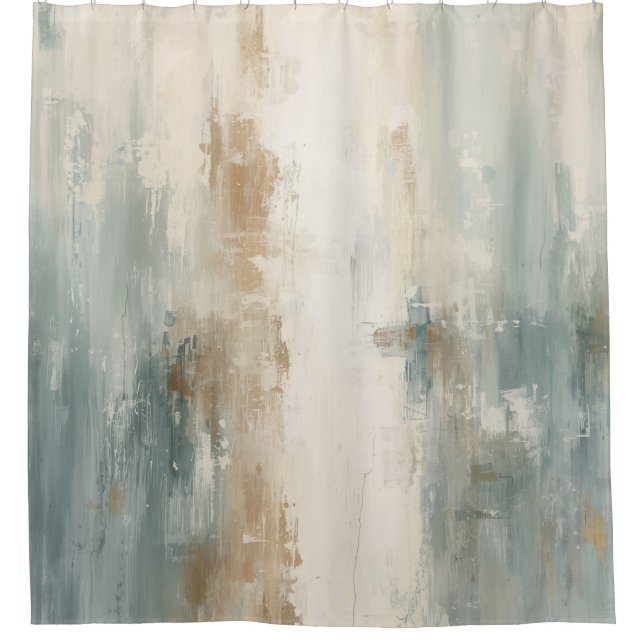 Rustic Soft Dusty Blue Brown Cream Abstract Print (Front)