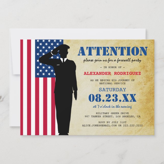 Rustic Soldier Going Away Party Announcement (Front)