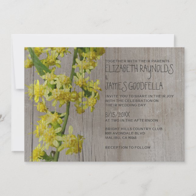 Rustic Solidago Wedding Invitations (Front)