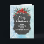 Rustic Son & Daughter in Law Merry Christmas Card<br><div class="desc">Merry Christmas for son and daughter in law card with rustic country chalkboard pattern and winter foliage with poinsettias.</div>