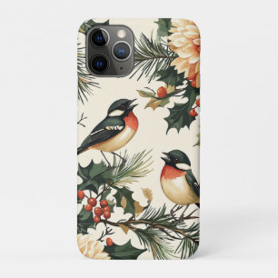 Rustic Songbird Winter Cream Red Botanical iPhone 11 Pro Case