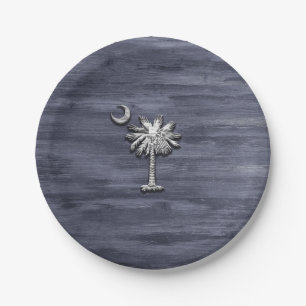 Rustic South Carolina Palmetto and Moon Paper Plate