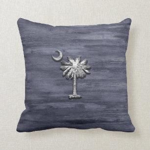 Rustic South Carolina Palmetto and Moon Throw Pillow