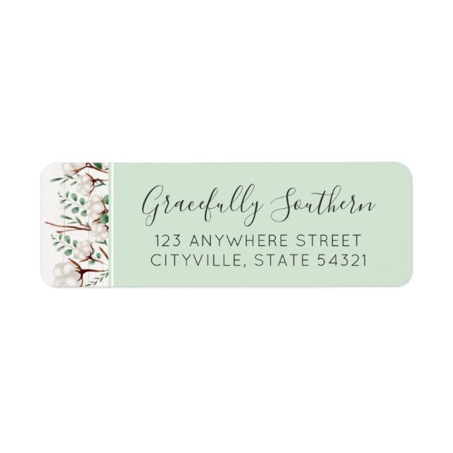 Rustic Southern Cotton Flowers Wood Return Adresse (Devant)