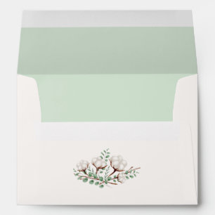 Rustic Southern Cotton Mint Wedding Invitation Envelopes