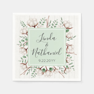 Rustic Southern Cotton & Wood Country Farm Wedding Napkin