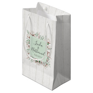 Rustic Southern Cotton & Wood Farm Wedding Favour Small Gift Bag