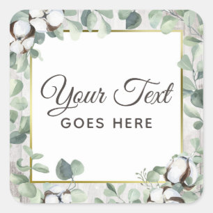 Rustic Southern Watercolor Cotton & Botanical Square Sticker