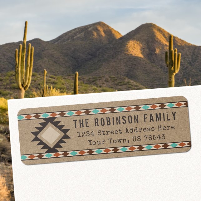  Rustic Southwest Native Tribal Pattern Kraft (Choose from Return Address Labels, Shipping Labels or Standard Address Labels)