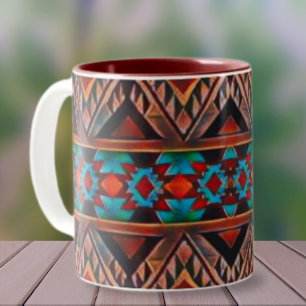 Rustic Southwest Pattern Two-Tone Coffee Mug