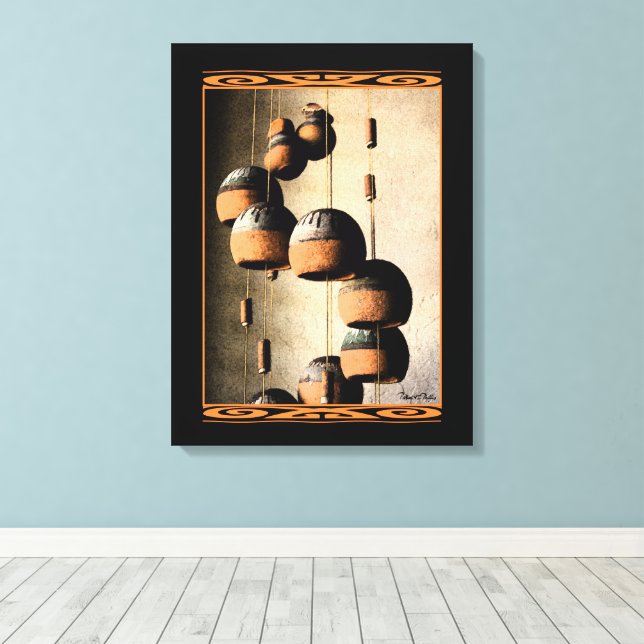 Rustic Southwest Spiralled Wind Chime Still Life Canvas Print (Insitu(Wood Floor))