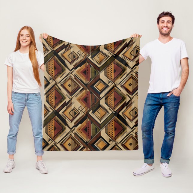 Rustic Southwestern Stripe Pattern (1) Fleece Blanket (In Situ)